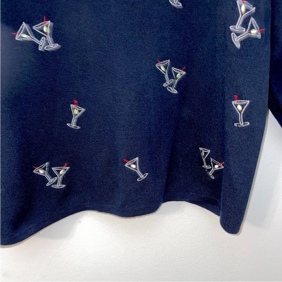 Vintage Martini Print Embroidered Sweater size 3X Lily Stanhope - Picture 4 of 9